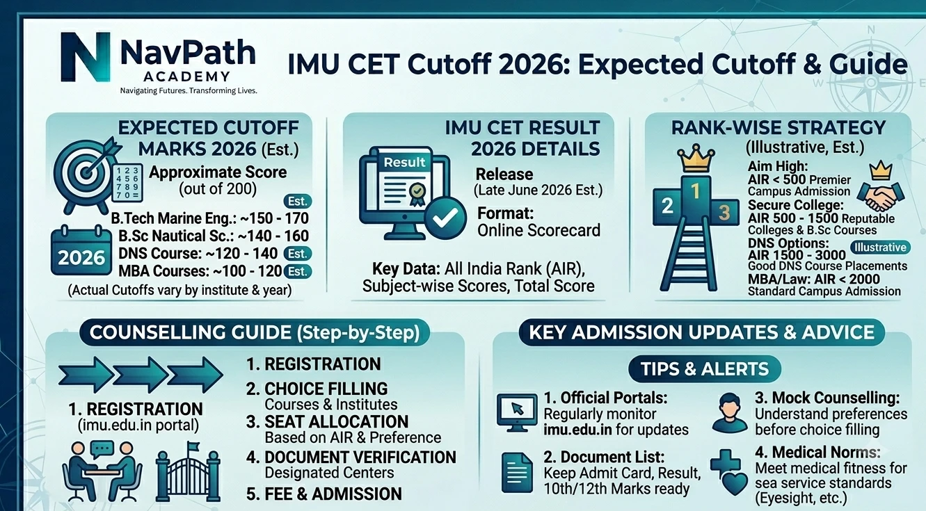 IMU CET Cutoff 2026 - Expected Cutoff Marks, Result, Rank Strategy & Counselling Guide